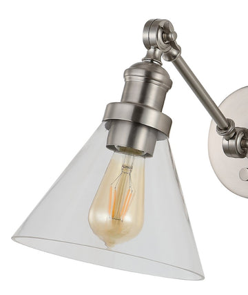 Cowie 8" Iron/Glass Adjustable LED Wall Sconce - JONATHAN Y